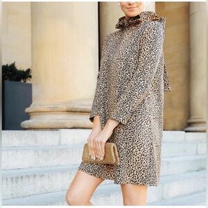 Tuckernuck ruffle collar leopard dress medium